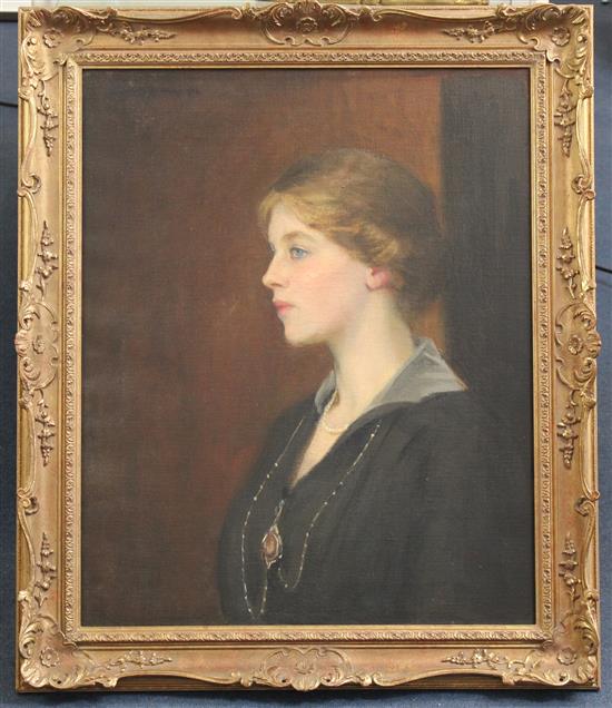 Henry Harris Brown (1864-1948) Portrait of Mrs Cecil Twinning, 1914, 25 x 20in.